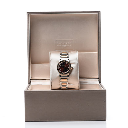 Bulgari Stainless Steel 18K Rose Gold Diamond 26mm Quartz Watch Red 9 of 9