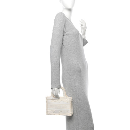 Christian Dior Canvas Embroidered Camouflage Mini Book Tote White 2 of 10