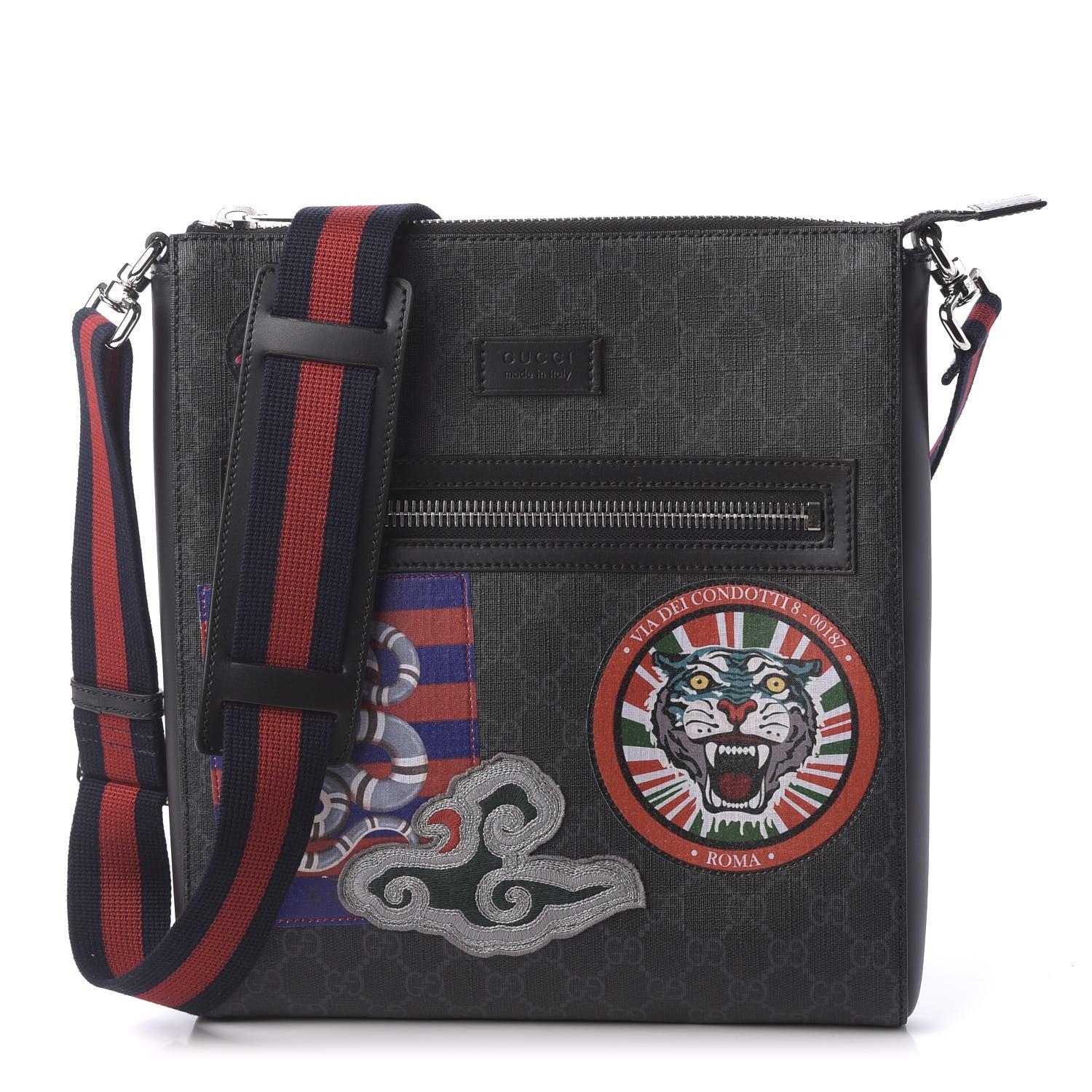 Gucci GG Supreme Monogram Night Courrier Flat Messenger Bag Black Multicolor 1 of 10