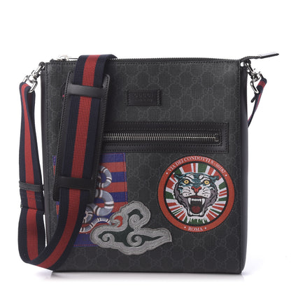 Gucci GG Supreme Monogram Night Courrier Flat Messenger Bag Black Multicolor 1 of 10