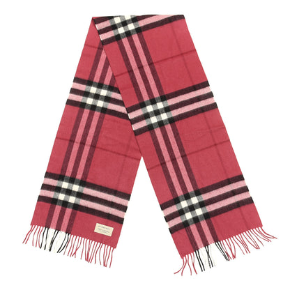 Burberry Cashmere Giant Check Fringe Scarf Rose Pink 2 of 4