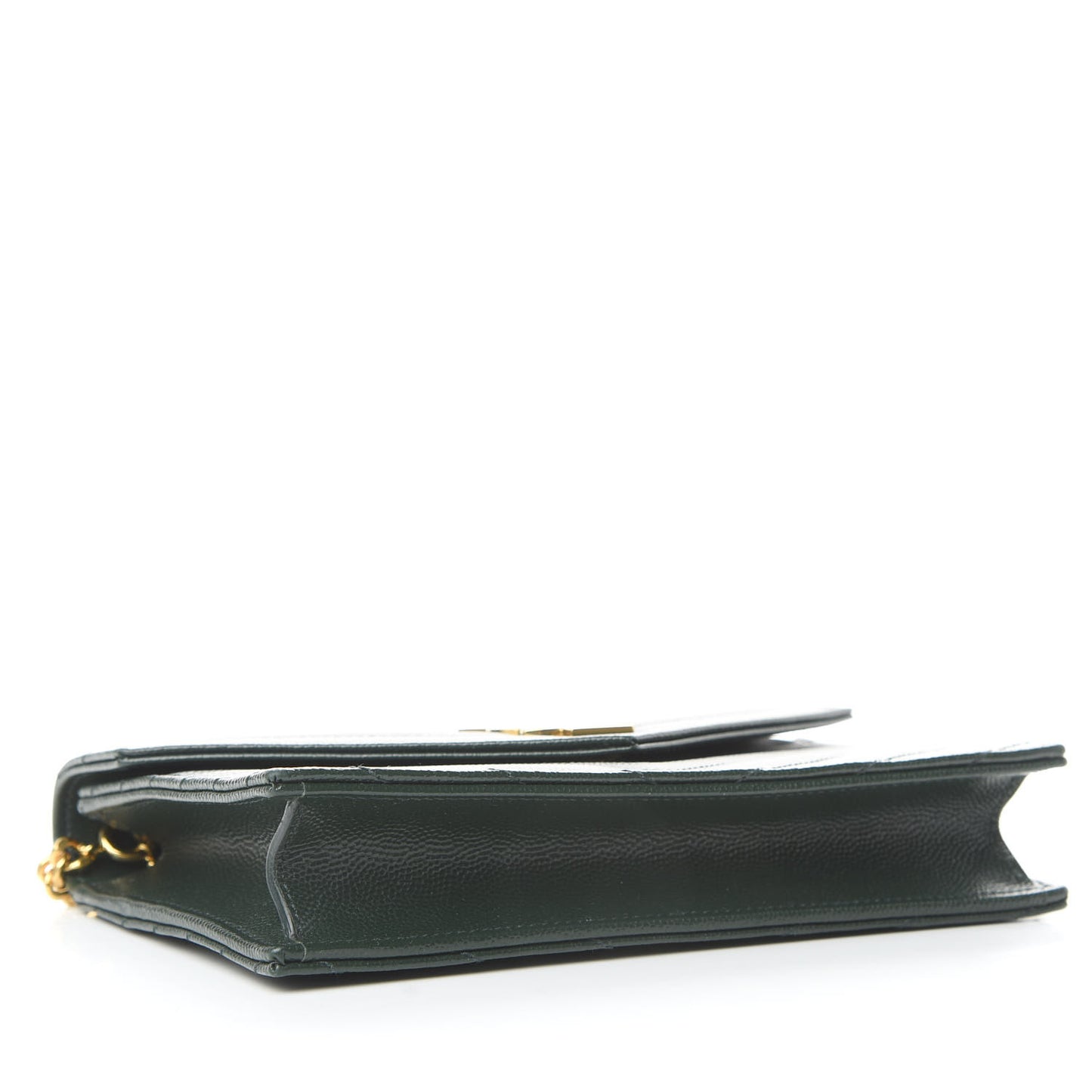 Grain De Poudre Matelasse Chevron Monogram Envelope Chain Wallet Dark Green