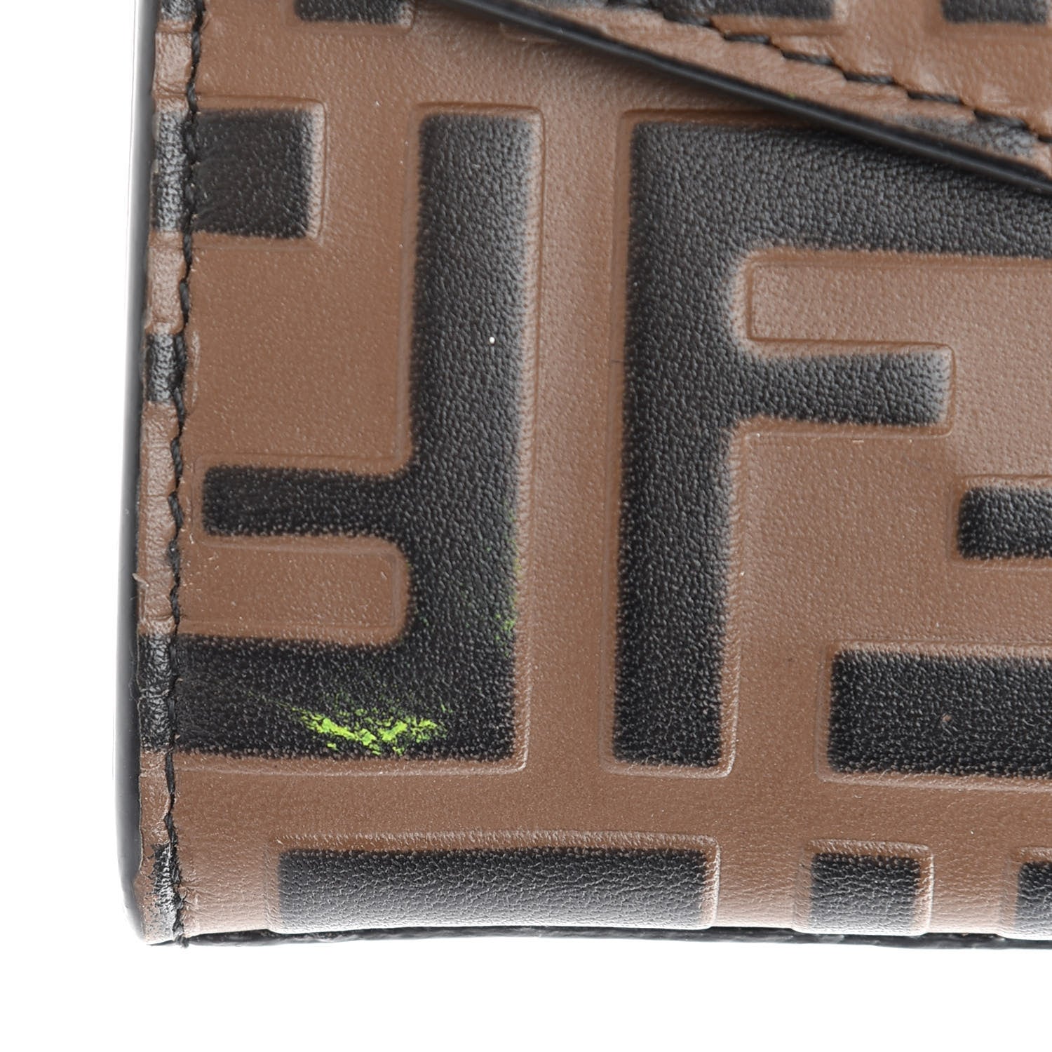Fendi Vitello Soft F is Fendi Bi-Color FF 1974 Embossed Continental Envelope Wallet On Chain Maya Black 10 of 10