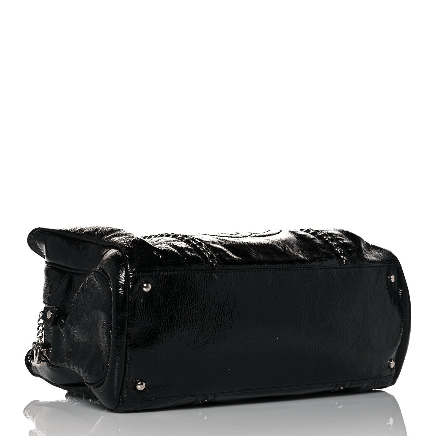 Patent Calfskin Large Luxe Ligne Tote Black