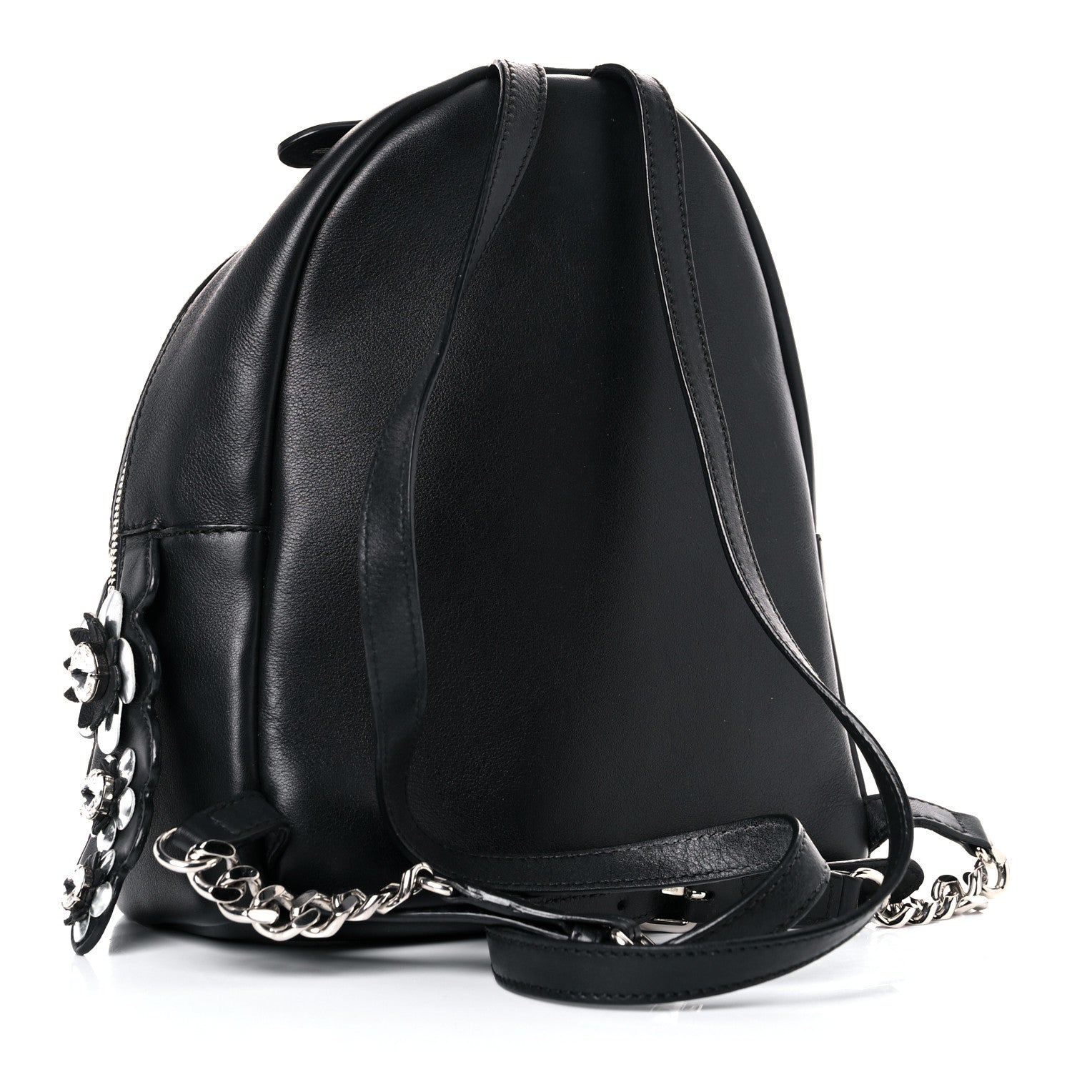 Fendi Vitello Dolce Crystal Flowerland Croc Tail Mini Backpack Black 3 of 22