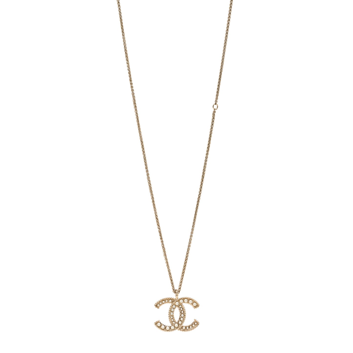 Pearl CC Pendant Necklace Gold