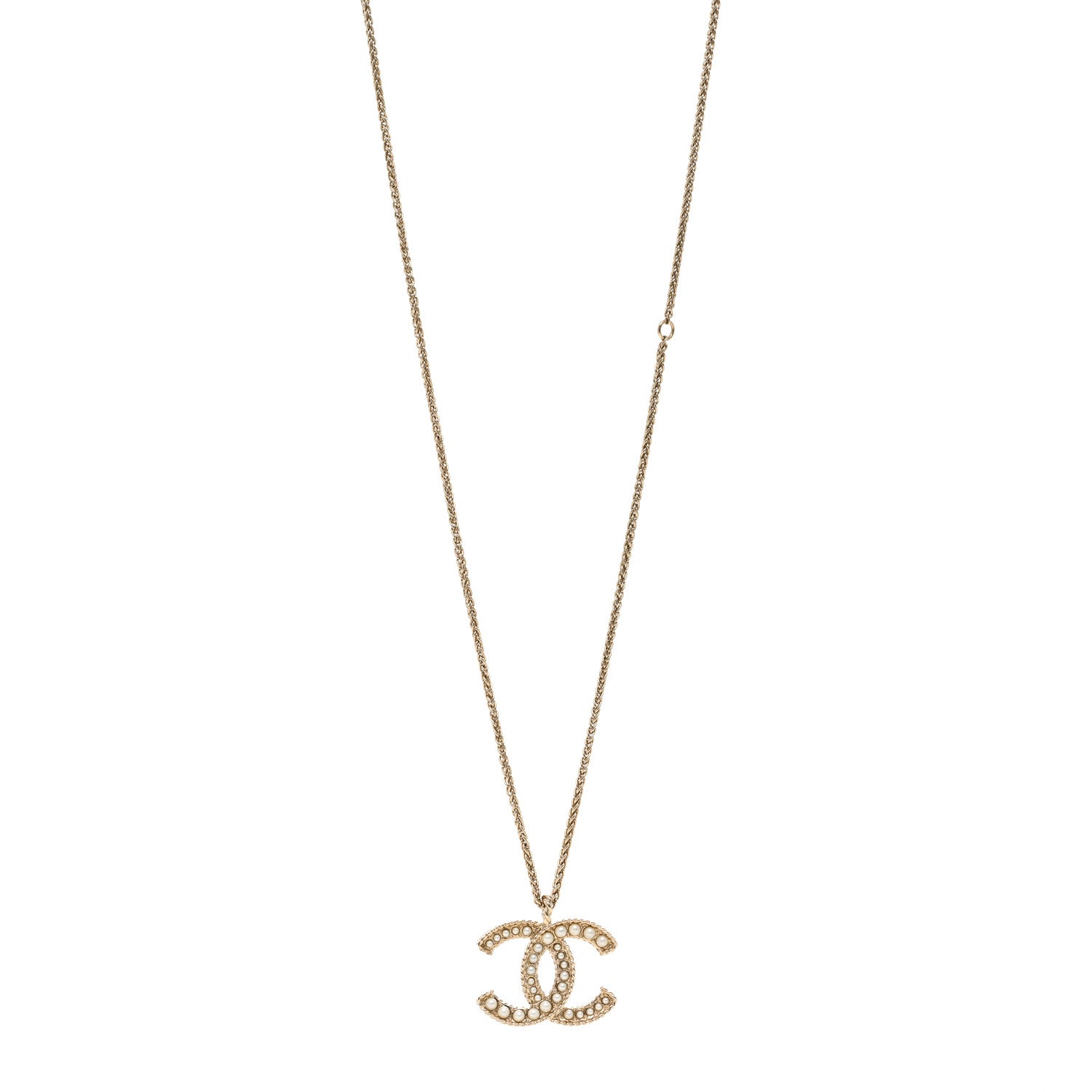 Chanel Pearl CC Pendant Necklace Gold 1 of 6