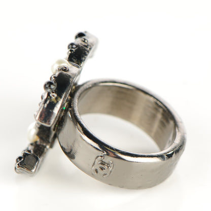 Chanel Ruthenium Pearl CC Ring 6 4 of 5