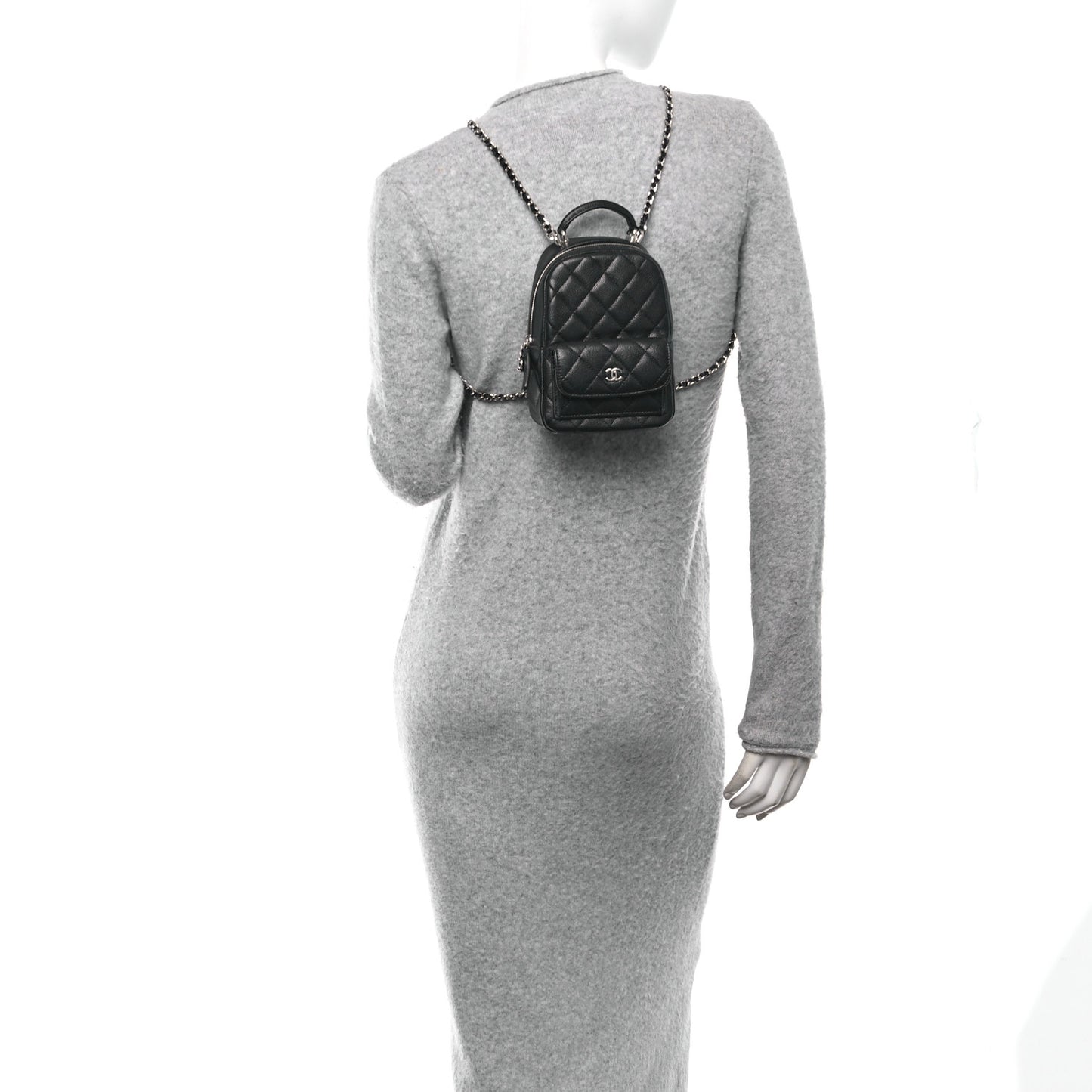 Caviar Quilted CC Mini Classic Backpack Black