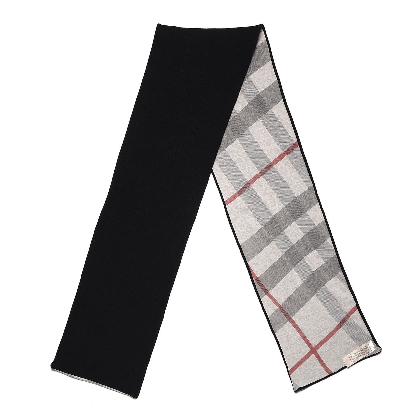 Cashmere Wool Solid To Check Knitted Scarf Black