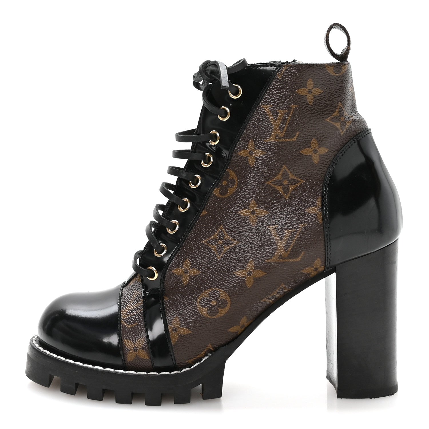 Louis Vuitton Patent Calfskin Monogram Star Trail Ankle Boots 41 Black 1 of 8