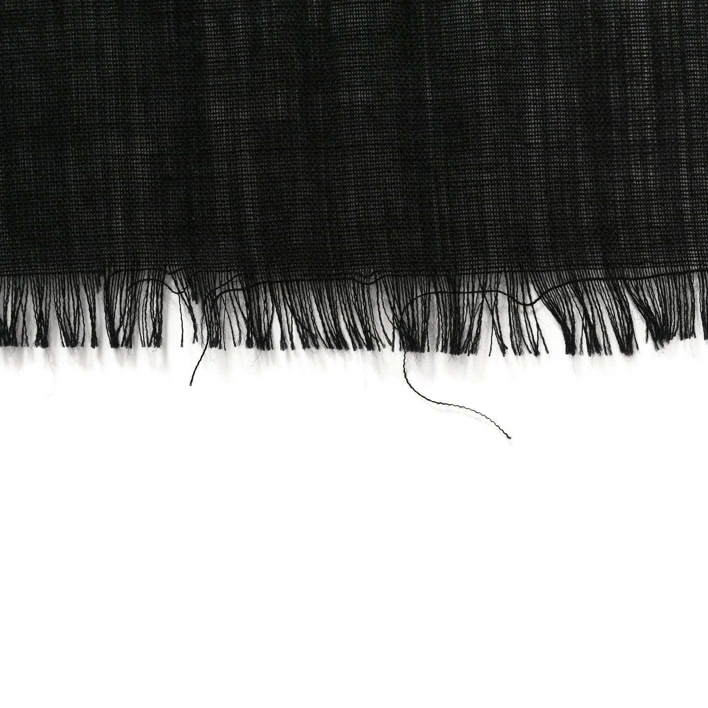 Silk Stamps Fringe Scarf Black Multicolor