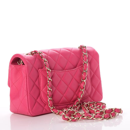 Chanel Lambskin Quilted Mini Rectangular Flap Fuchsia 3 of 12