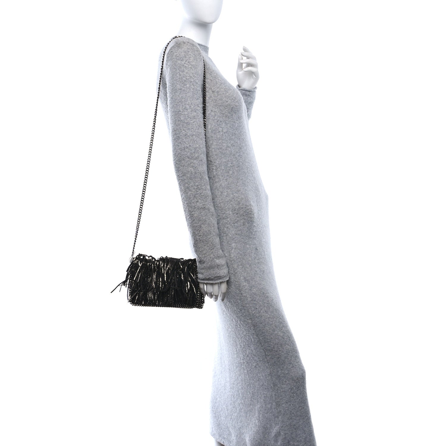 Stella McCartney Shaggy Deer Fringe Flat Crossbody Black 2 of 9