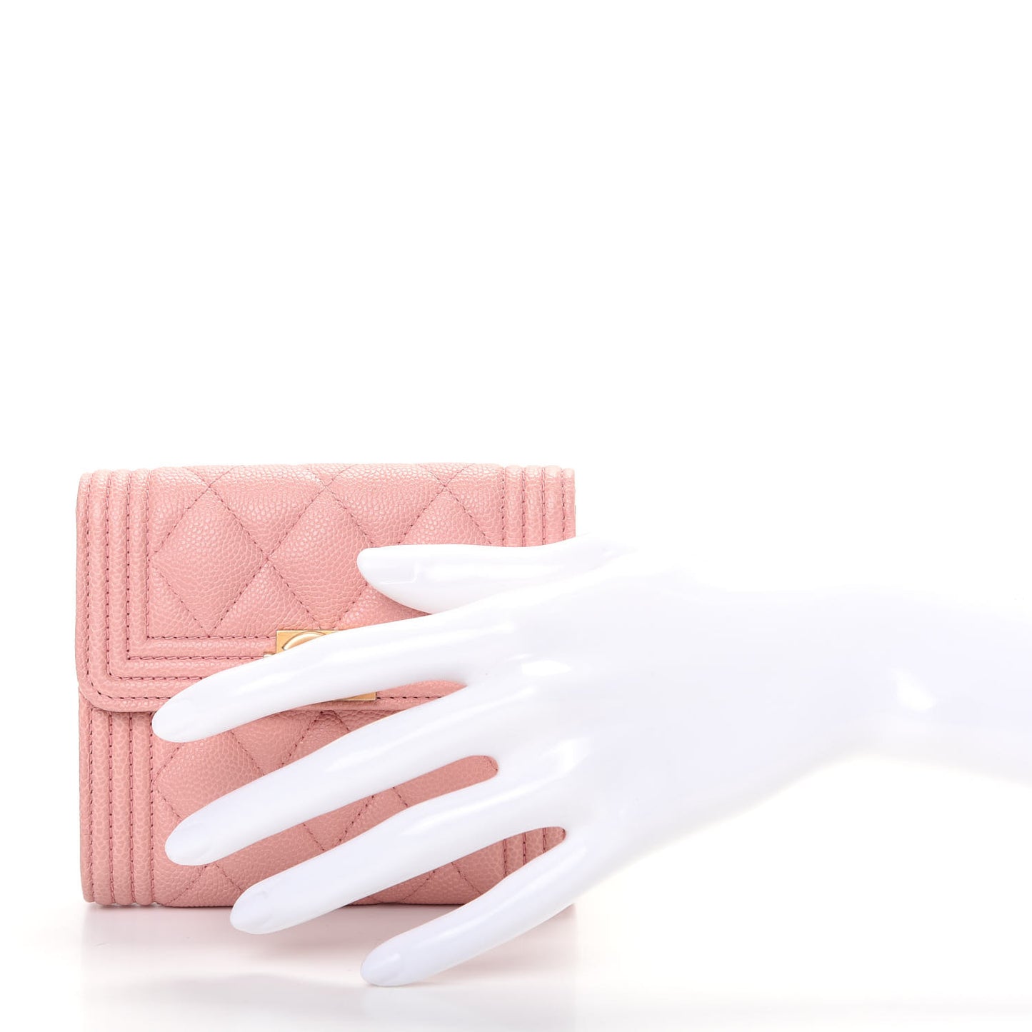 Caviar Quilted Boy Compact Wallet Pink