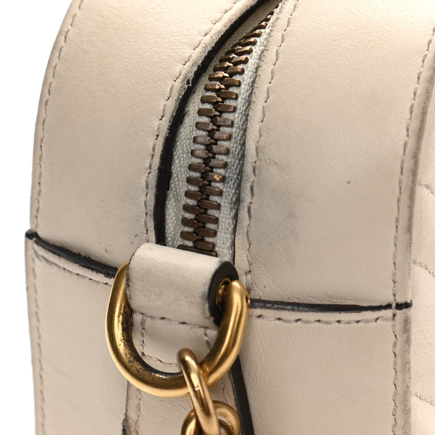 Calfskin Matelasse Animal Studs Small GG Marmont Chain Shoulder Bag White