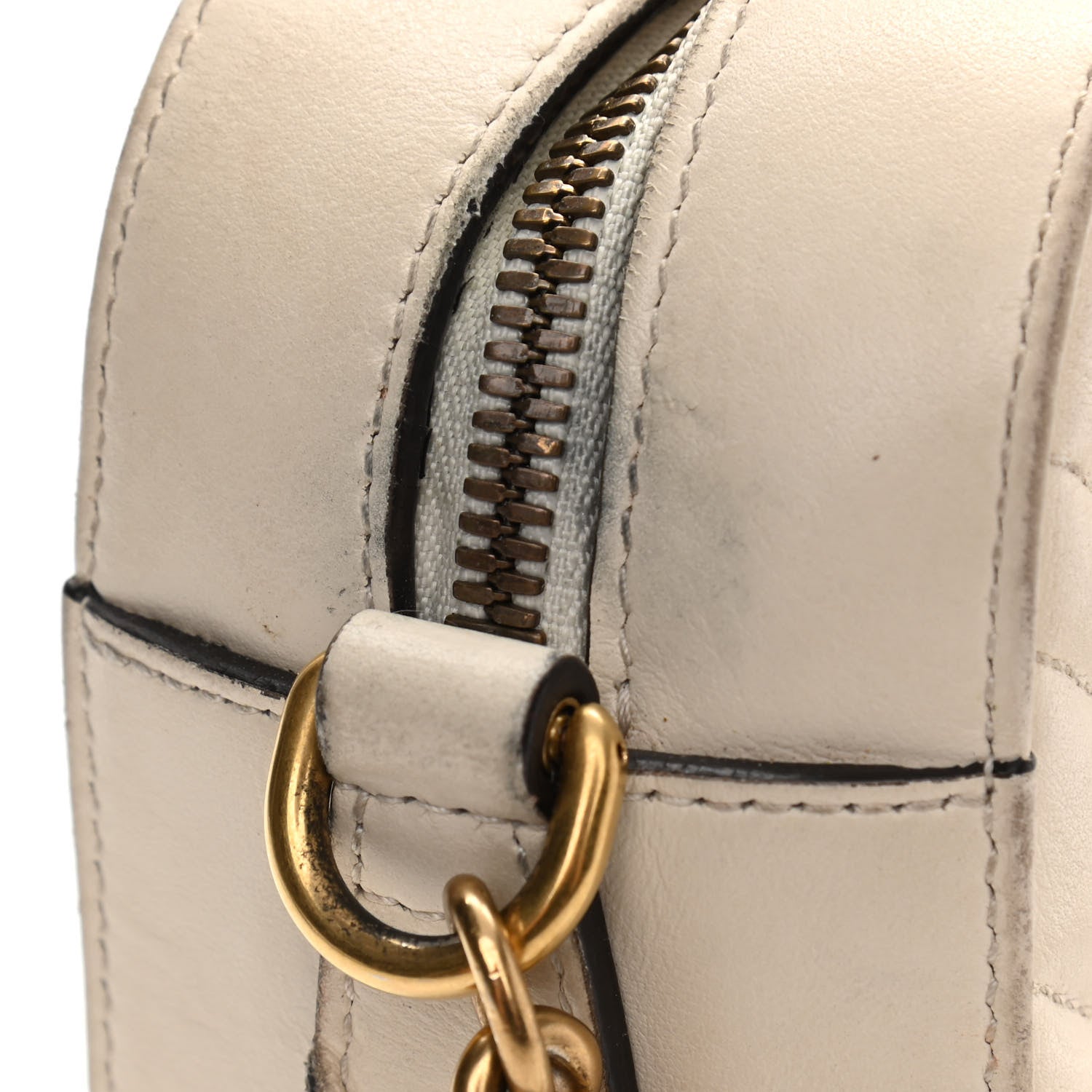 Gucci Calfskin Matelasse Animal Studs Small GG Marmont Chain Shoulder Bag White 13 of 14