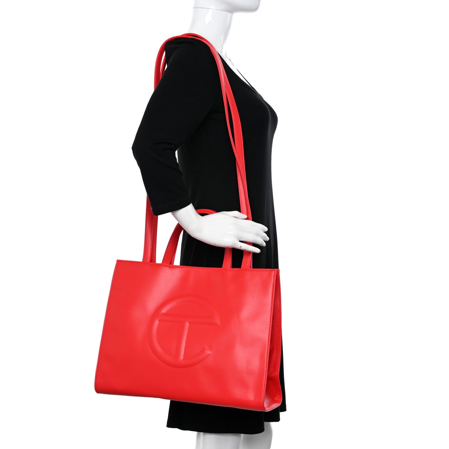 Vegan Leather Medium Shopping Bag Red