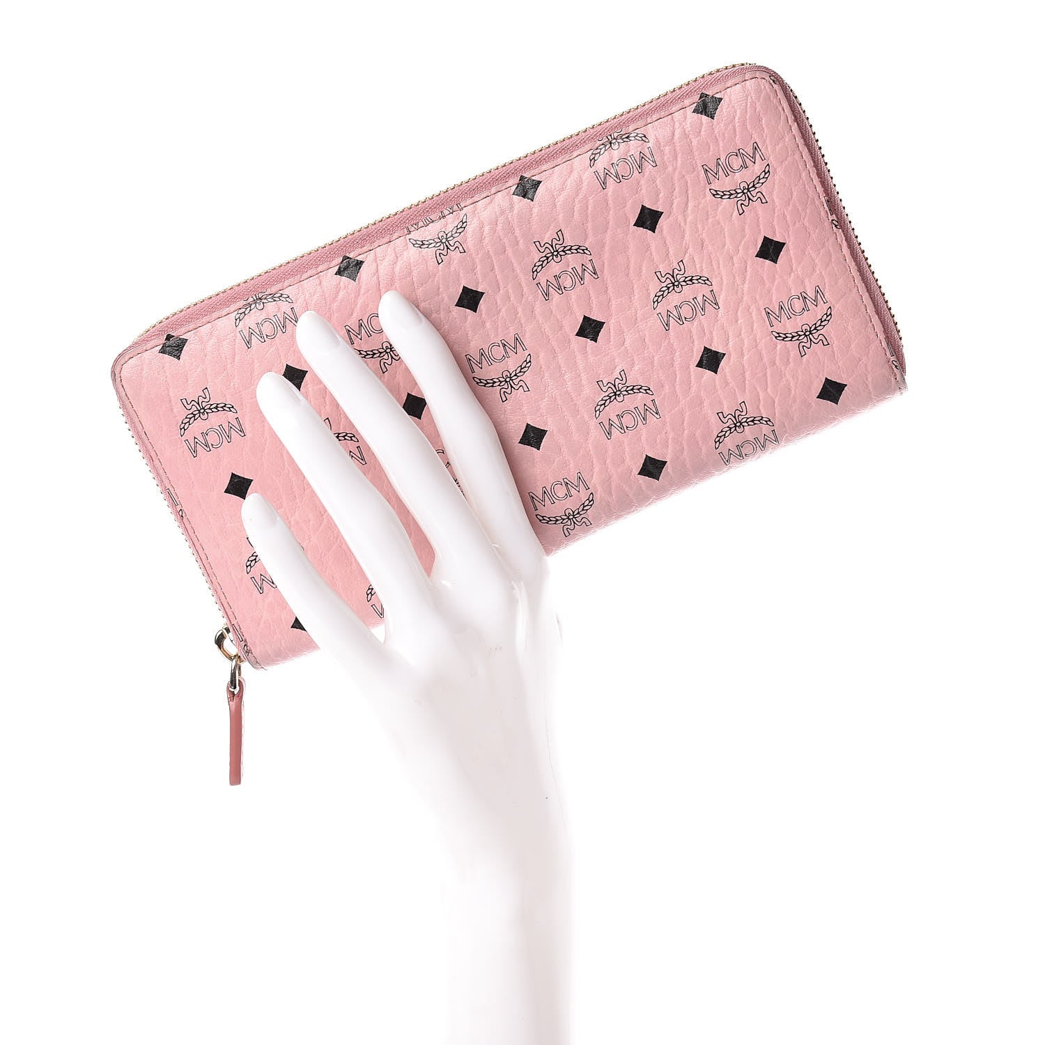 MCM Visetos Large Zip Around Wallet Pink 2 of 15