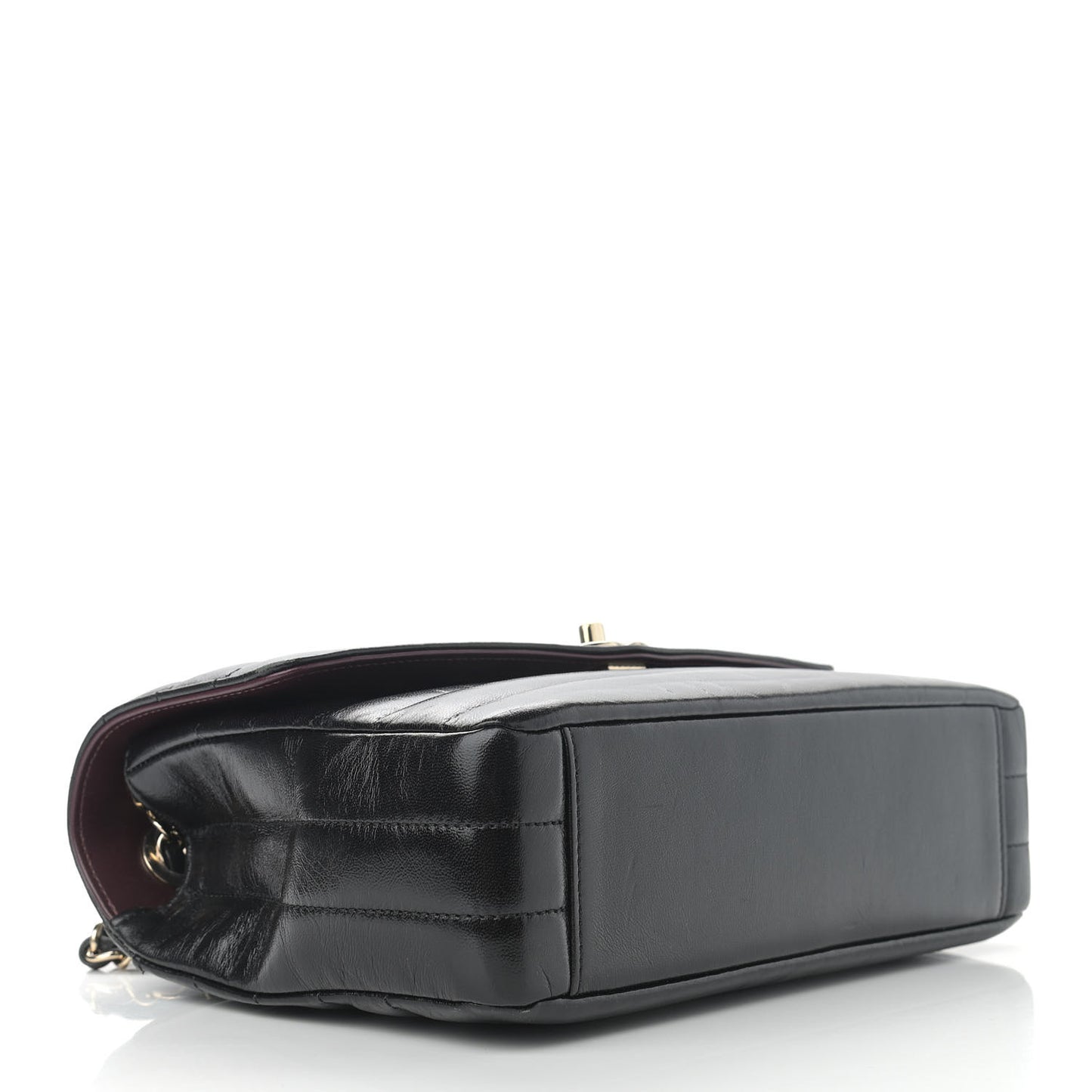 Shiny Lambskin Chevron Quilted Miroir Black