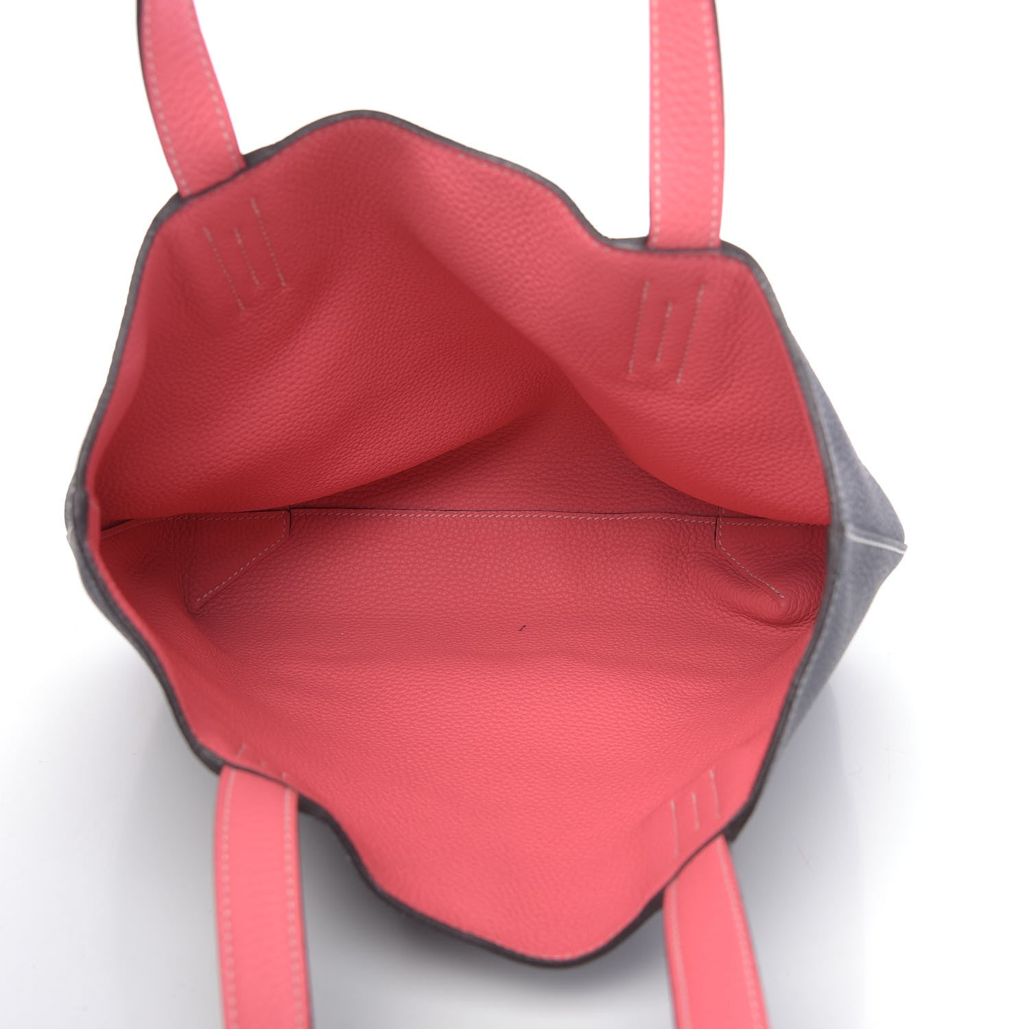 Hermes Taurillon Clemence Double Sens 30 Reversible Tote Bleu Nuit Rose Azalee 8 of 15
