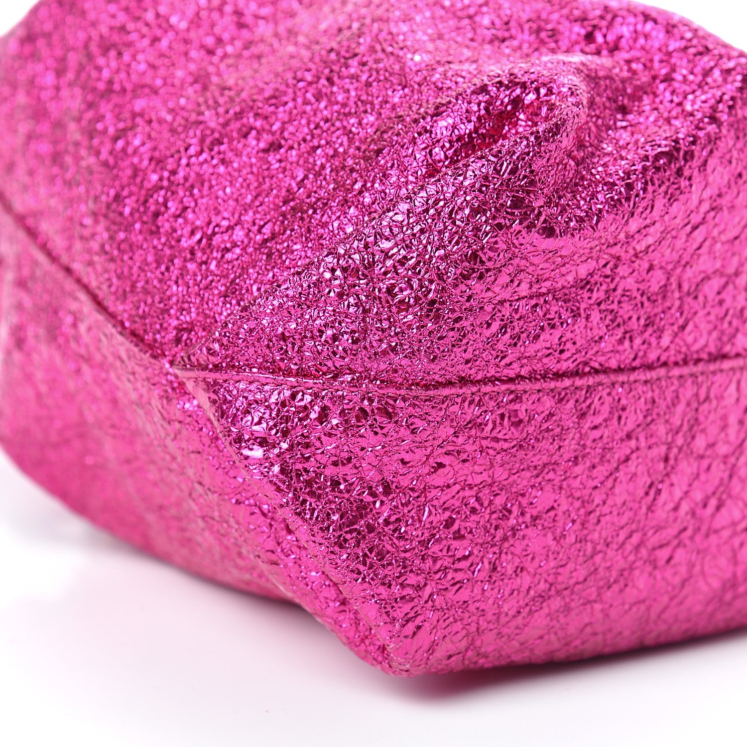 Saint Laurent Metallic Crackled Calfskin Teddy Drawstring Bag Fuchsia Black 10 of 11