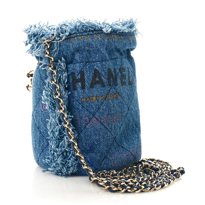 Chanel Denim Quilted Mood Mini Bucket With Chain Blue Multicolor 3 of 11