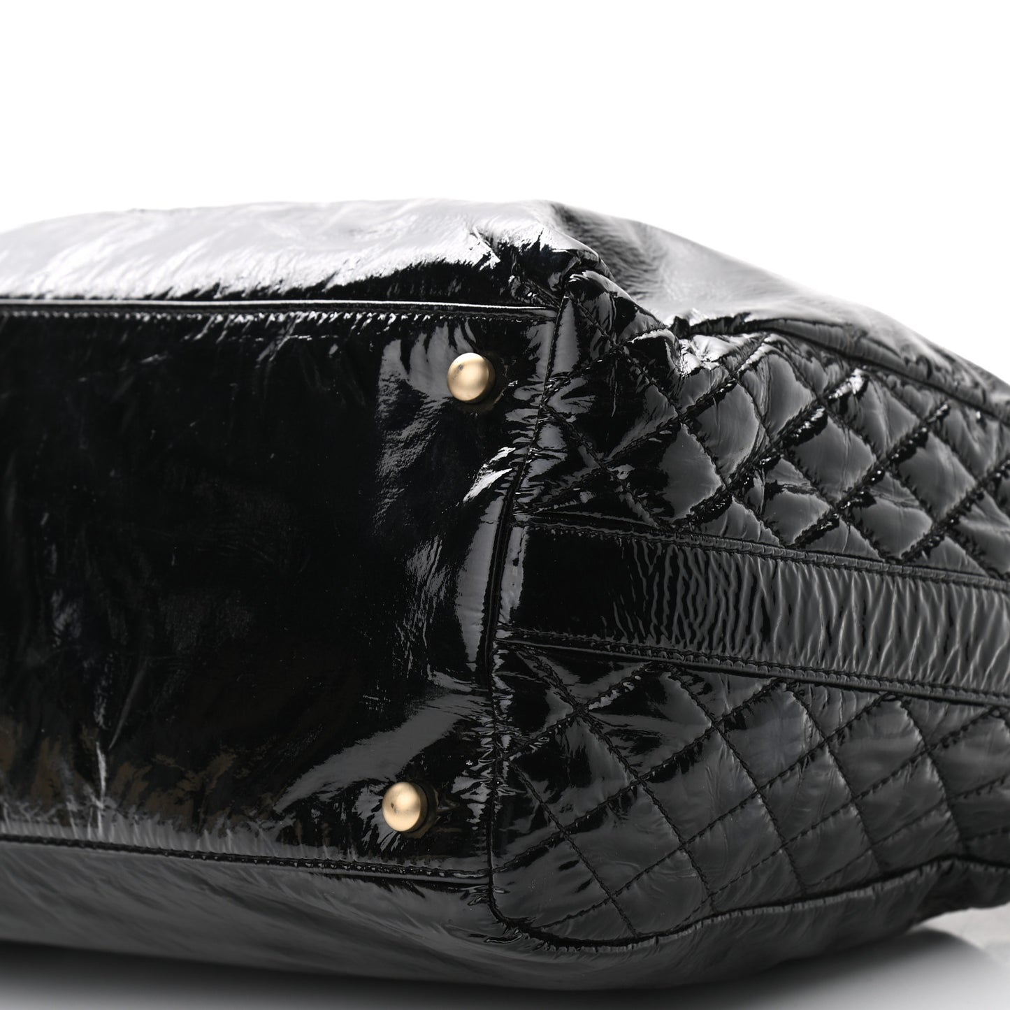 Patent Quilted CC Tote Black