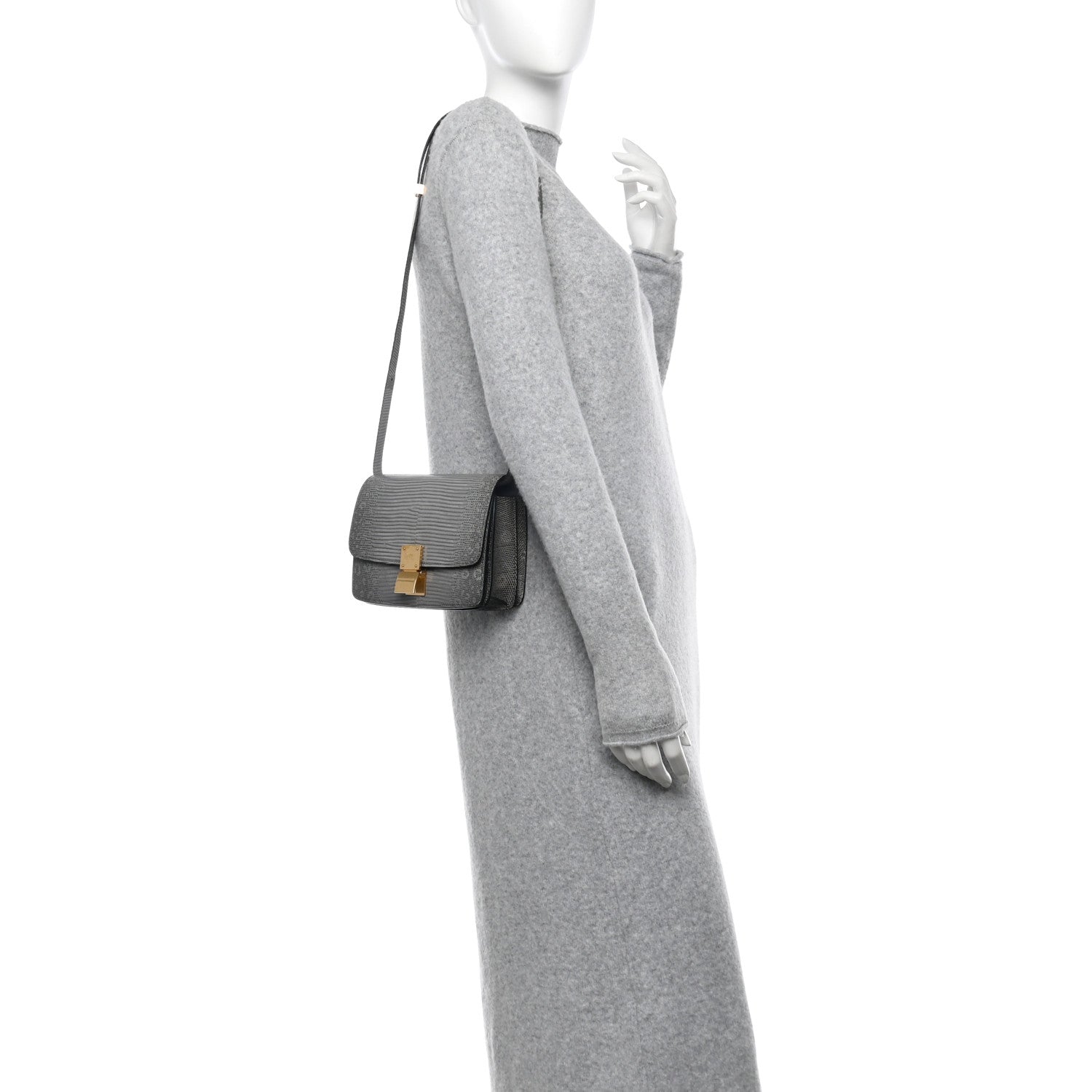 Celine Lizard Small Classic Box Flap Bag Medium Grey 2 of 13