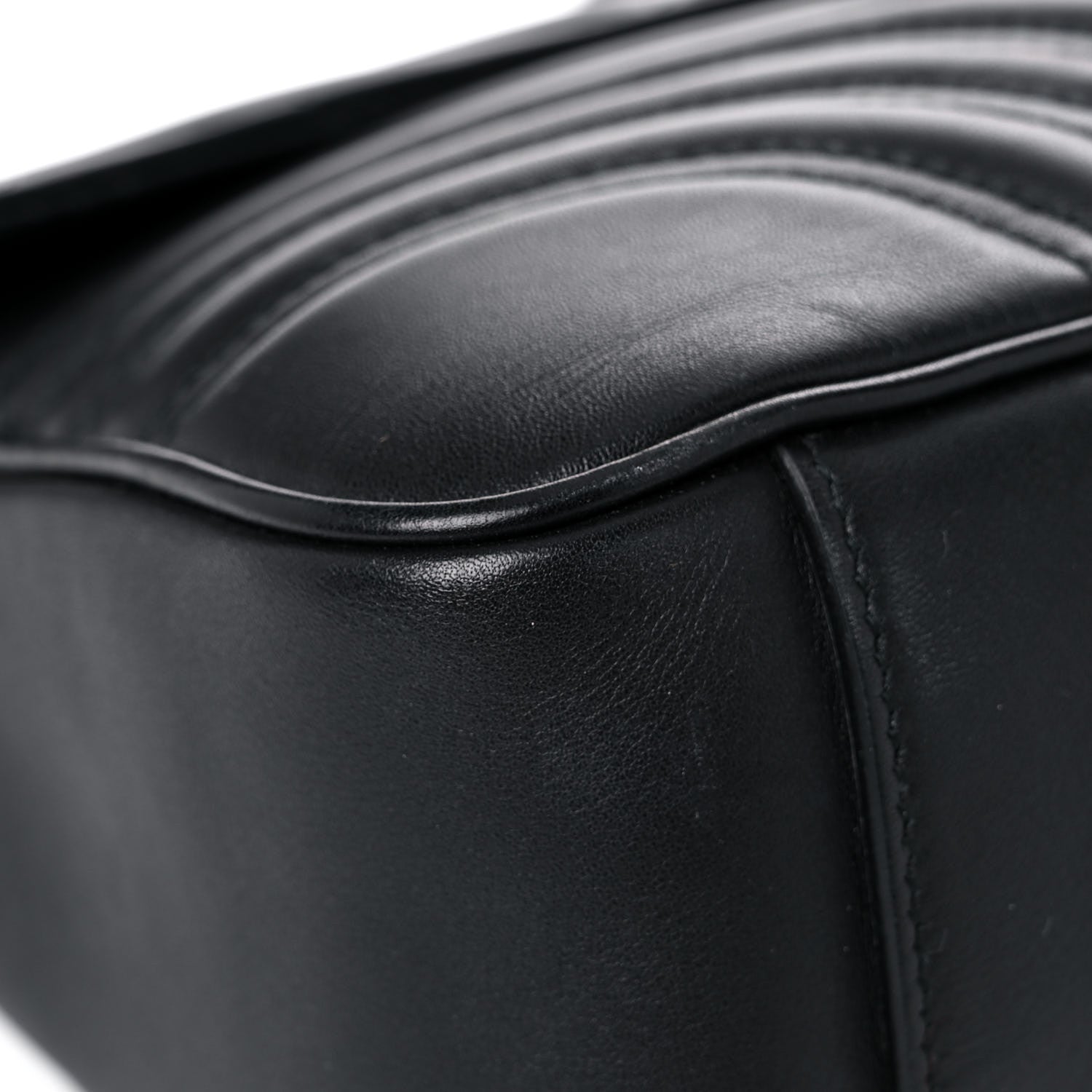 Gucci Calfskin Matelasse Medium GG Marmont Shoulder Bag Black 9 of 21
