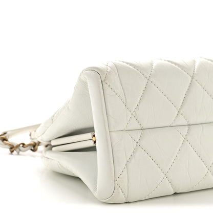 Chanel Aged Calfskin Quilted Medium Just Mademoiselle Bowling Bag White 10 of 11