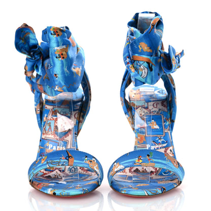 Christian Louboutin Crepe Satin Greekaba Du Desert 100 Sandal 36 Blue Multicolor 3 of 10