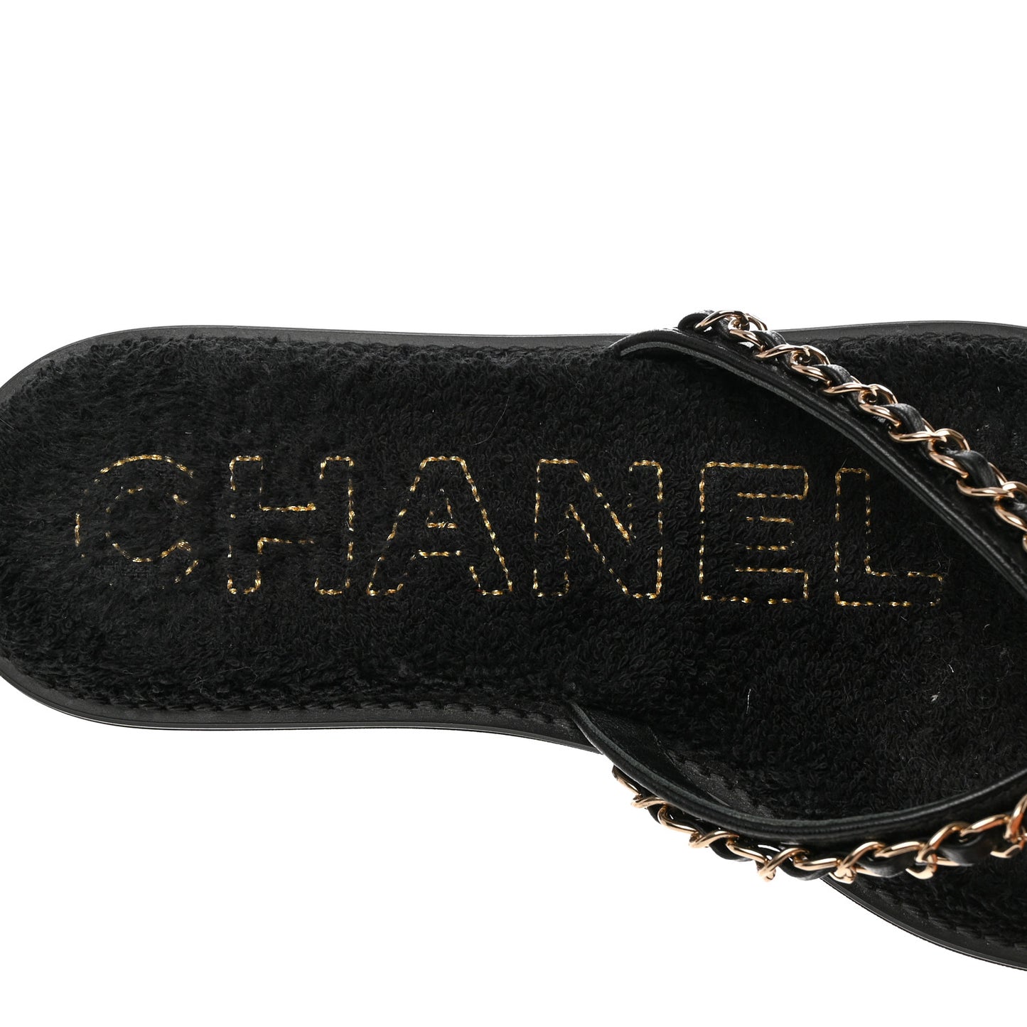 Lambskin CC Chain Thong Sandals 37 Black
