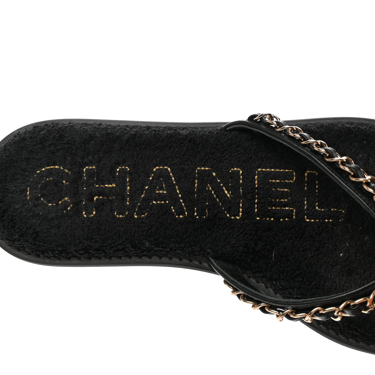Chanel Lambskin CC Chain Thong Sandals 37 Black 6 of 8