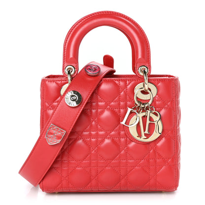 Christian Dior Lambskin Cannage Small Lucky Badges My Lady Dior Red 1 of 9