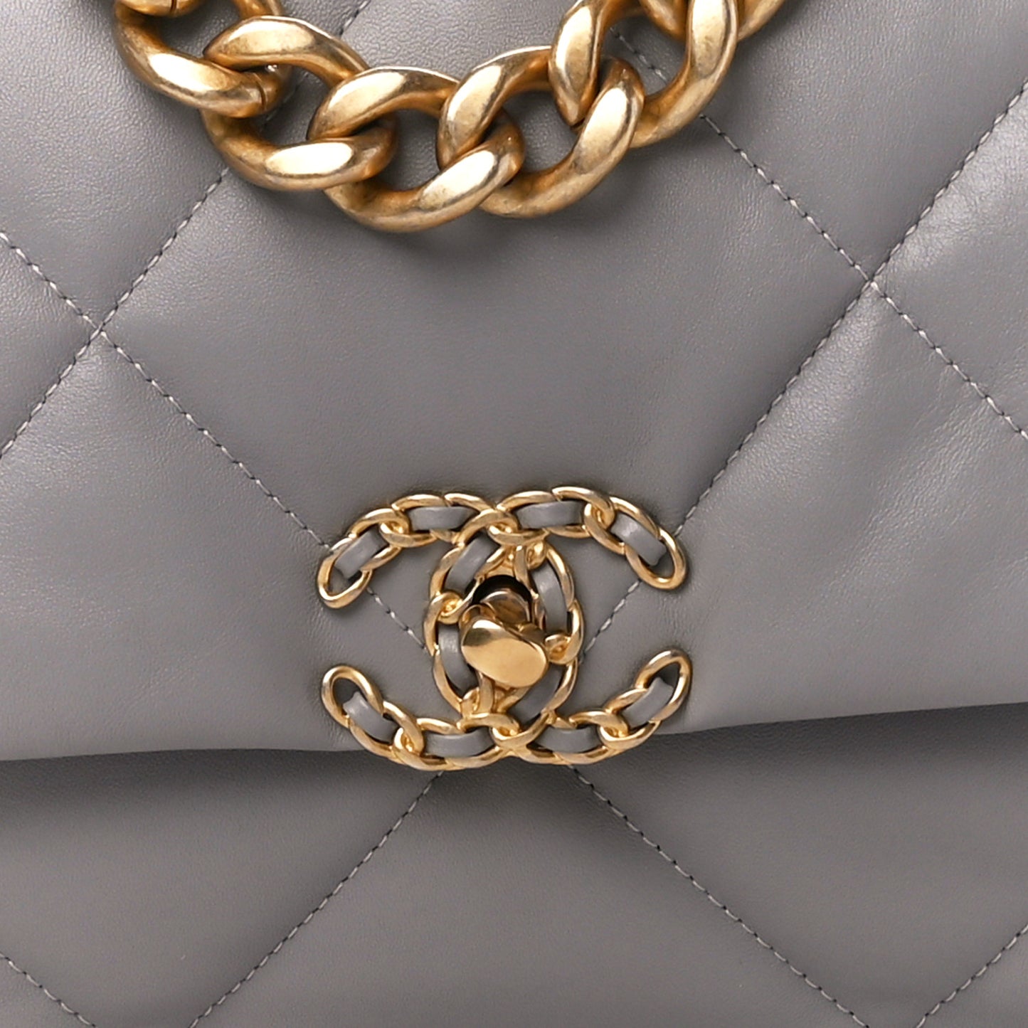 Lambskin Quilted Large Chanel 19 Flap Grey