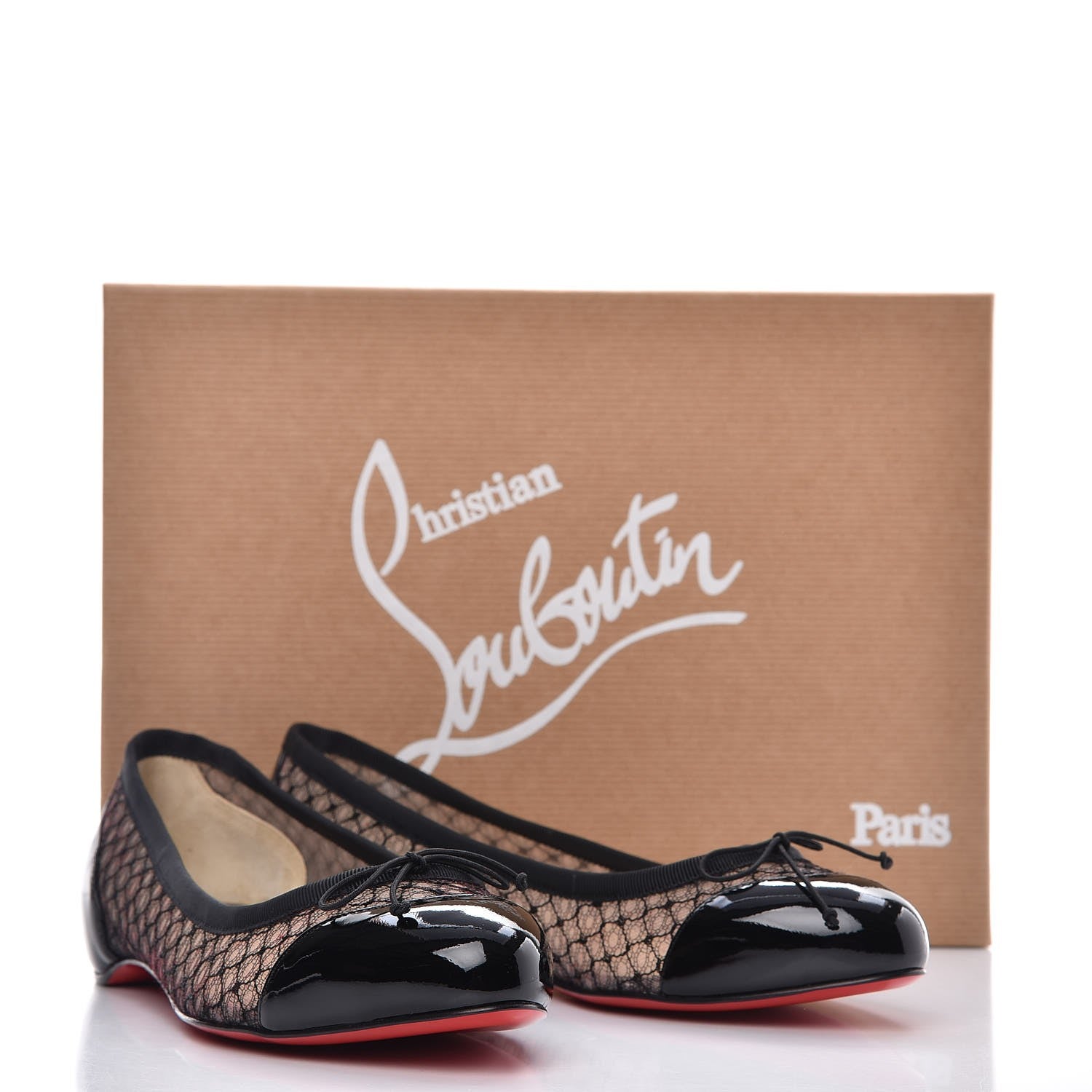 Christian Louboutin Patent Shiny Maille Miss Mix Flats 36 Black 8 of 8