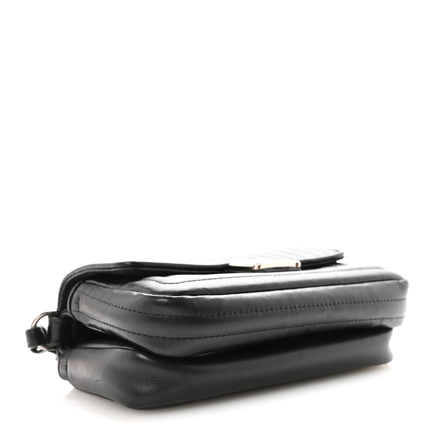 Shiny Nappa Trapuntata Micro Double Baguette Black