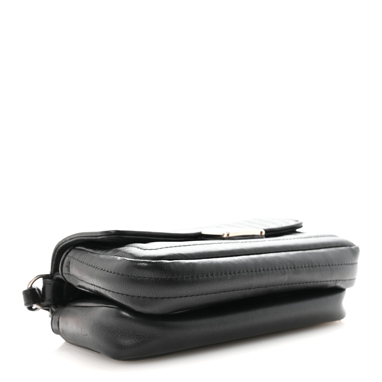 Fendi Shiny Nappa Trapuntata Micro Double Baguette Black 4 of 9