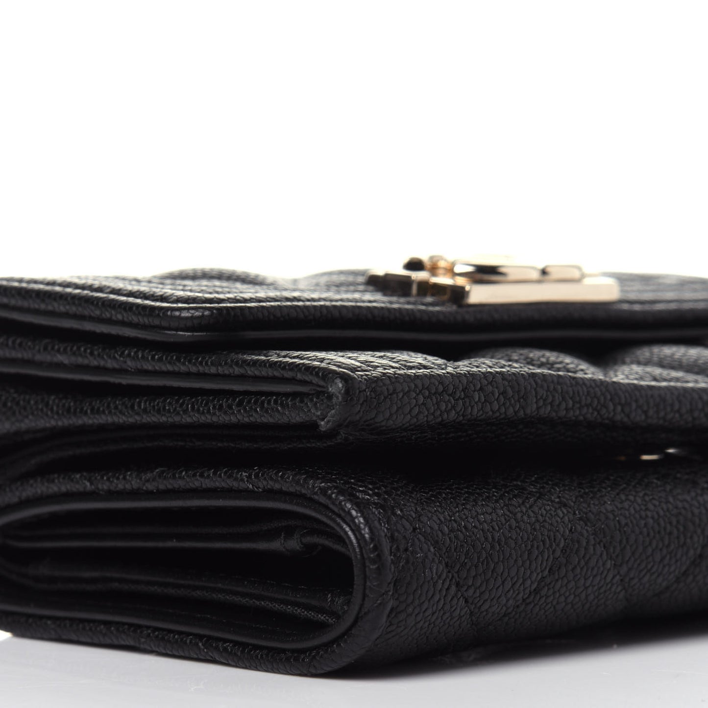 Caviar Quilted Small Boy Flap Wallet Black