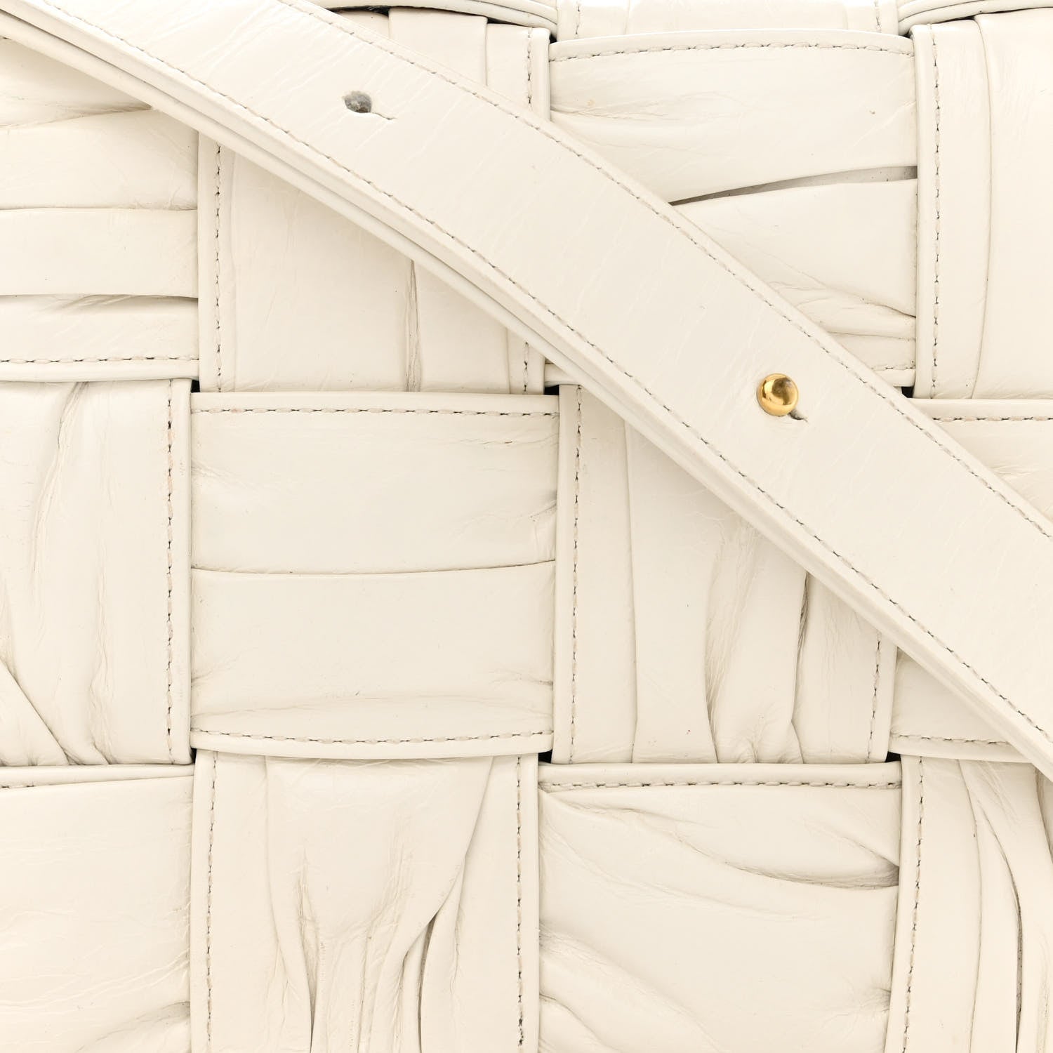 Bottega Veneta Calfskin Intreccio Plisse Cassette Crossbody Bag White 8 of 15