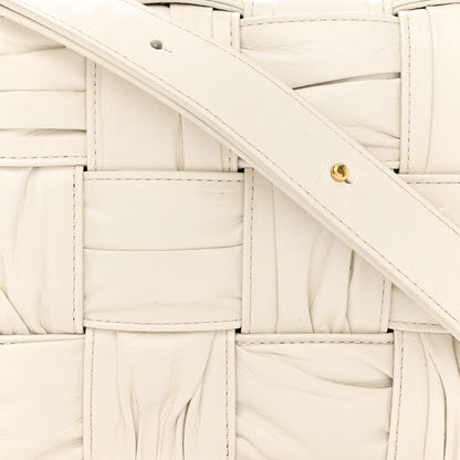 Bottega Veneta Calfskin Intreccio Plisse Cassette Crossbody Bag White 8 of 15