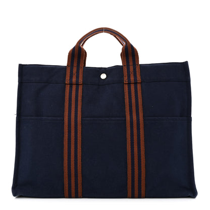 Hermes Canvas Herline GM Tote Navy 1 of 13