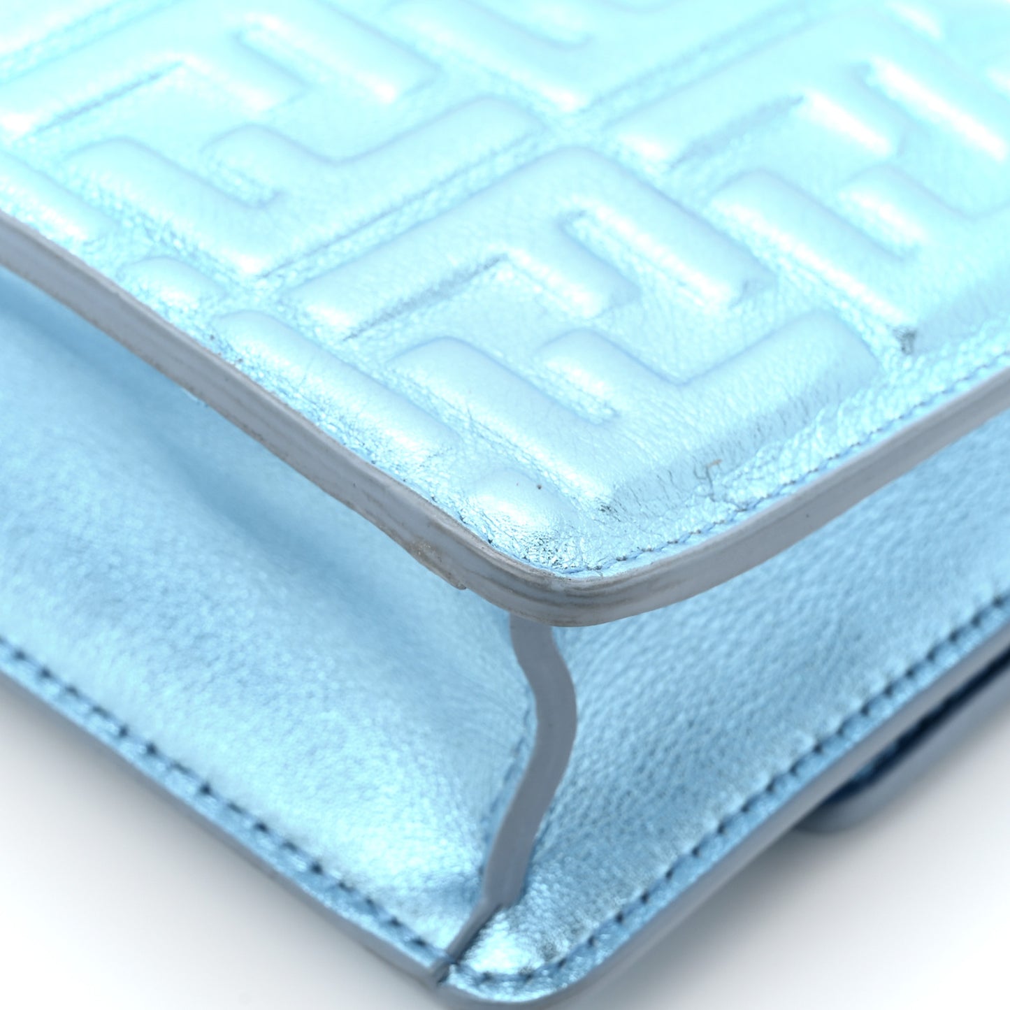 Metallic Nappa Matisse FF Embossed Wallet On Chain Laguna Palladio