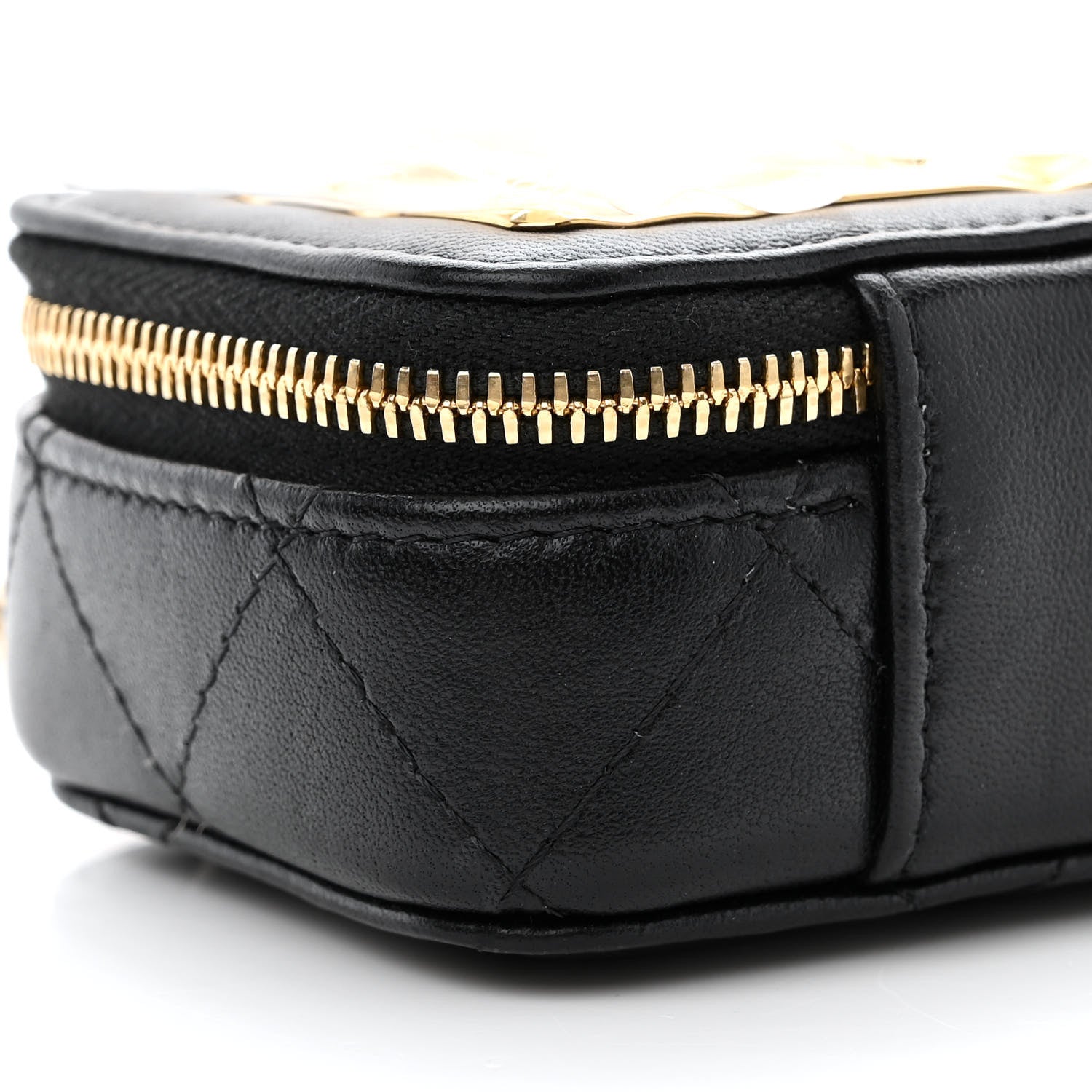 Chanel Lambskin Quilted Golden Plate Clutch With Chain Black 9 of 10