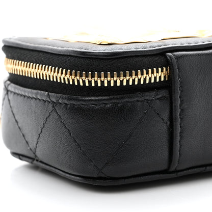 Chanel Lambskin Quilted Golden Plate Clutch With Chain Black 9 of 10