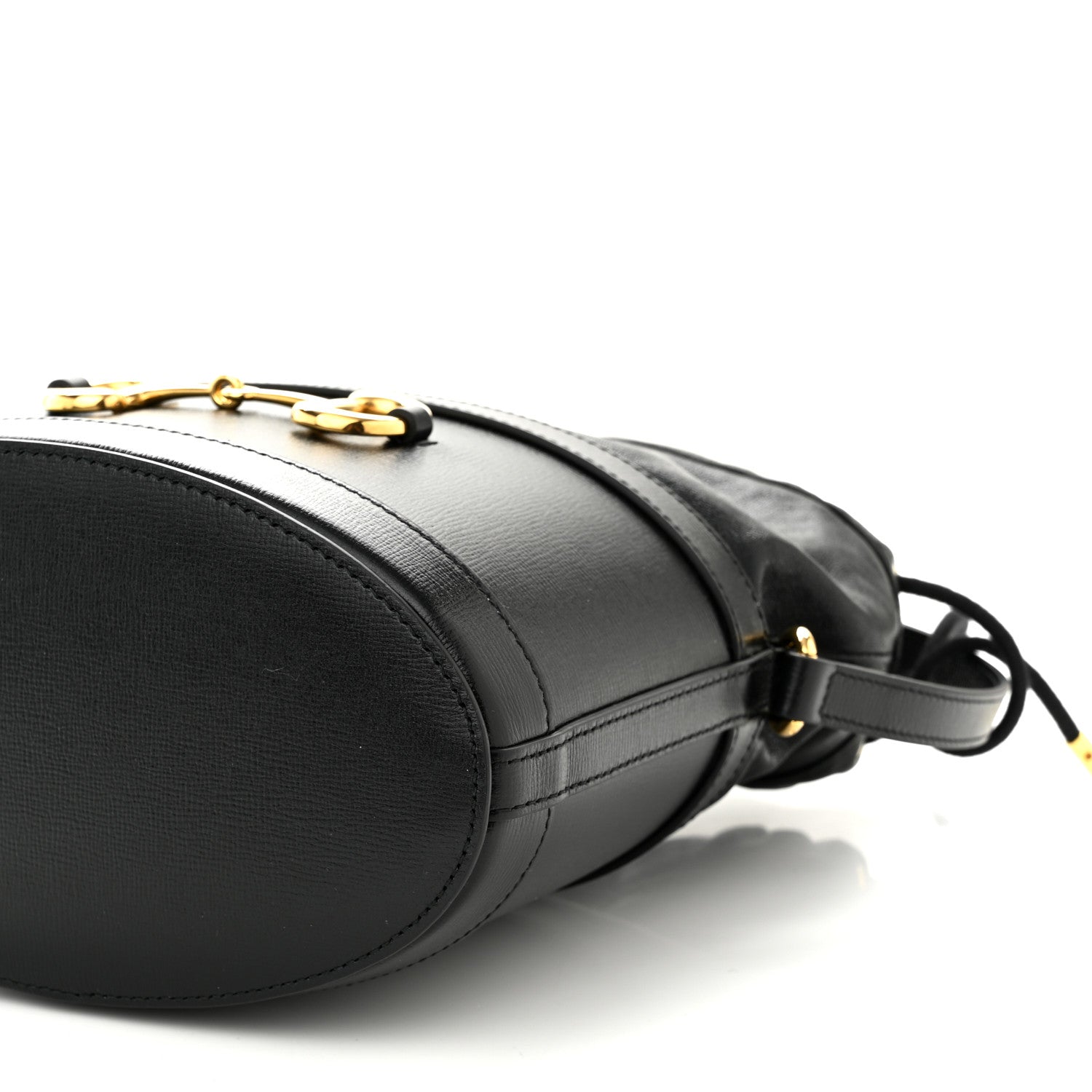 Gucci Azalea Sakai Calfskin Horsebit 1955 Drawstring Bucket Bag Black 10 of 10