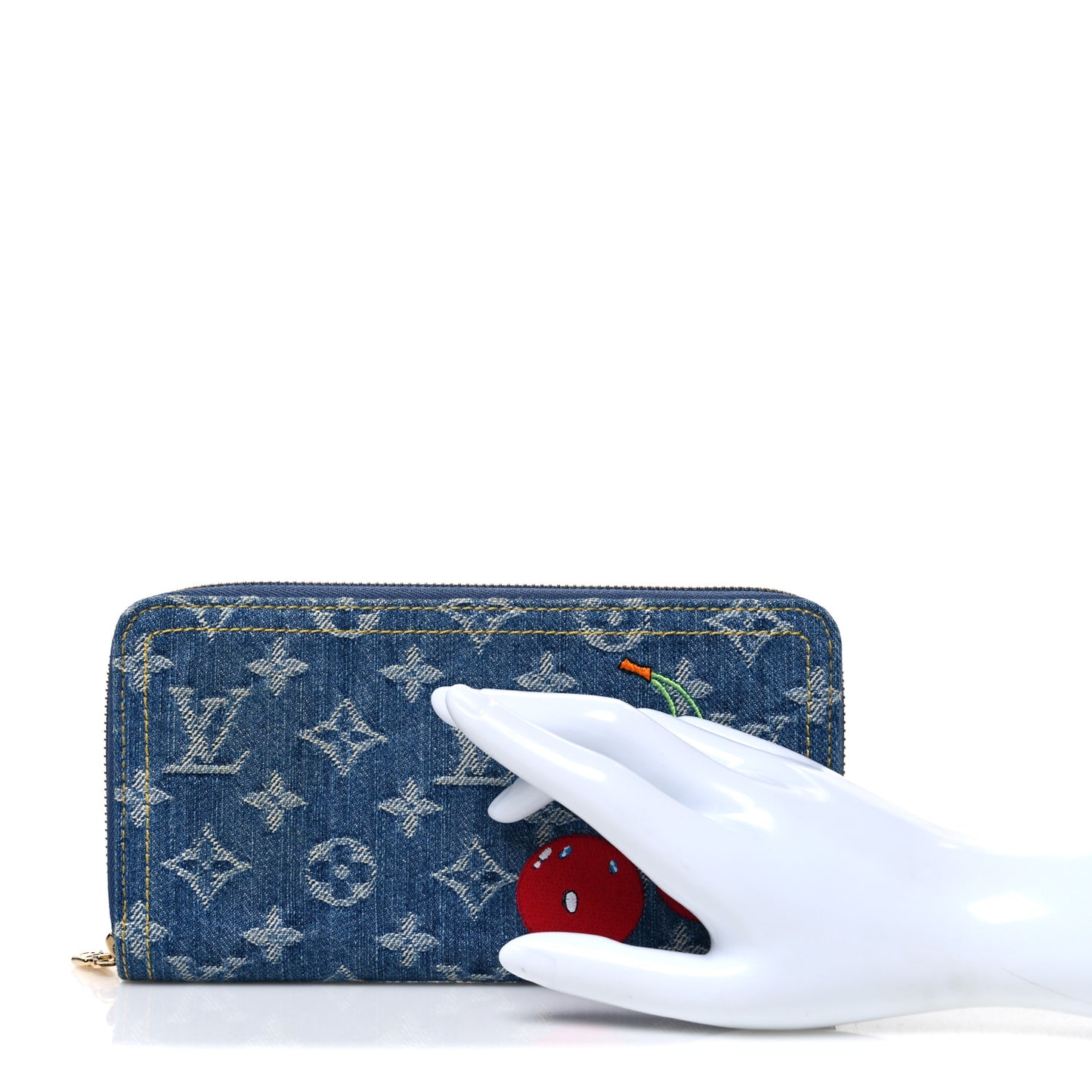 LV X TM Monogram Denim Cerises Zippy Wallet Blue