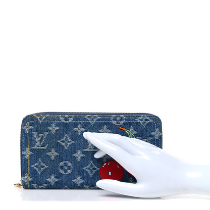 Louis Vuitton LV X TM Monogram Denim Cerises Zippy Wallet Blue 2 of 7