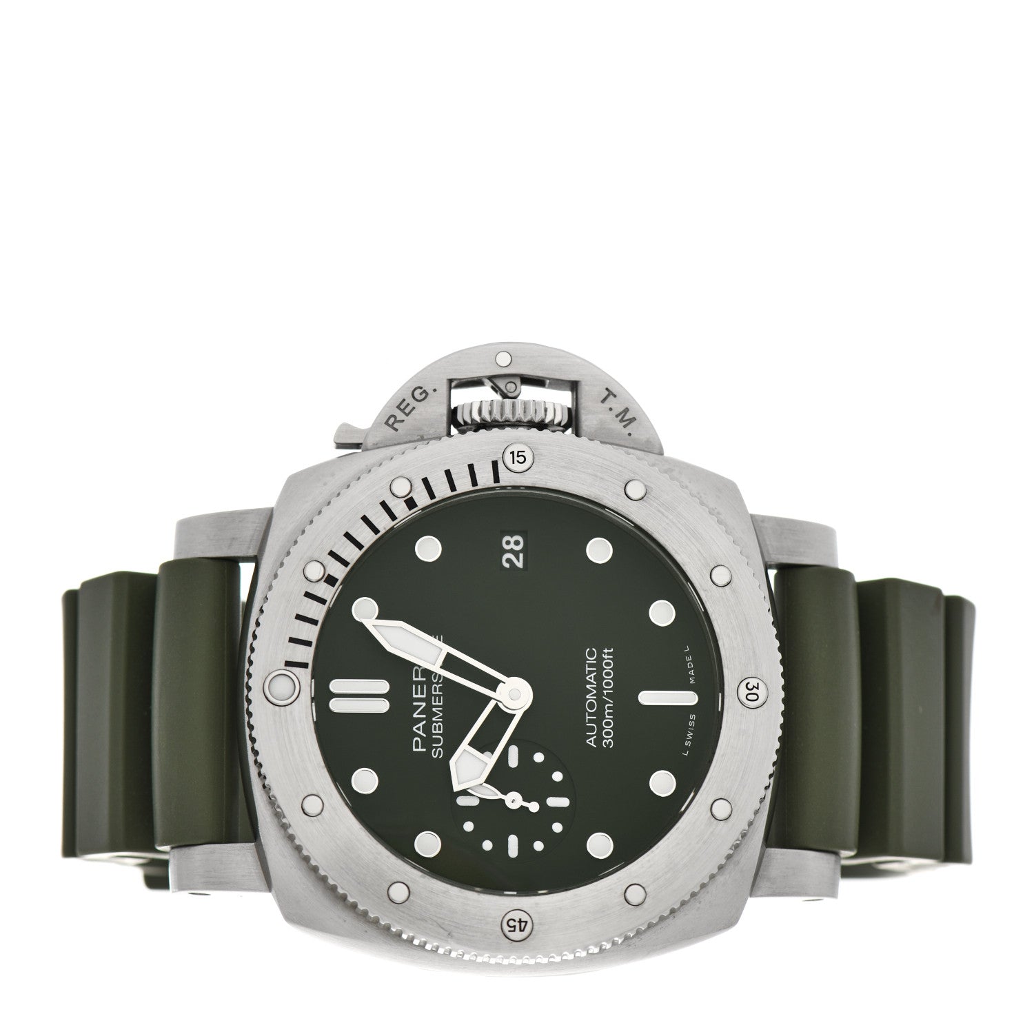 Panerai Stainless Steel Rubber 42mm Luminor Submersible Verde Militare Automatic Watch Green PAM01055 2 of 5